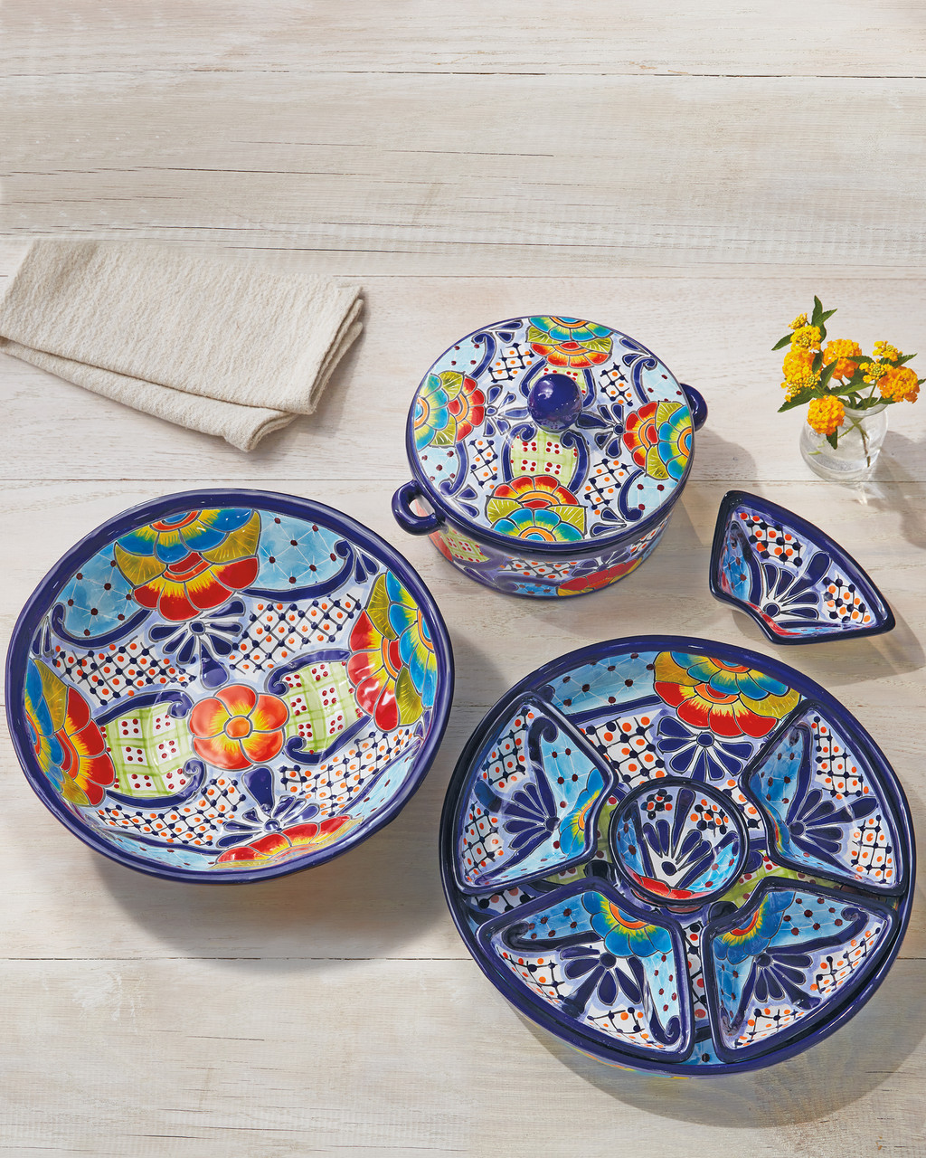 Talavera Festive Flowers Ceramic Appetizer Set | Shop Smithsonian