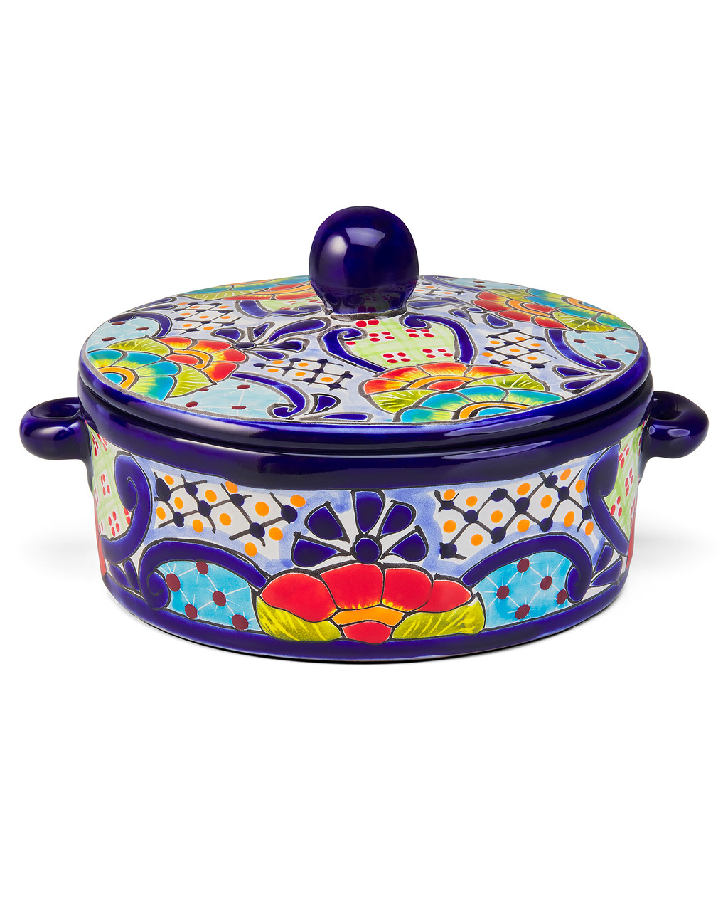 Talavera Festive Flowers Ceramic Tortilla Container | Shop