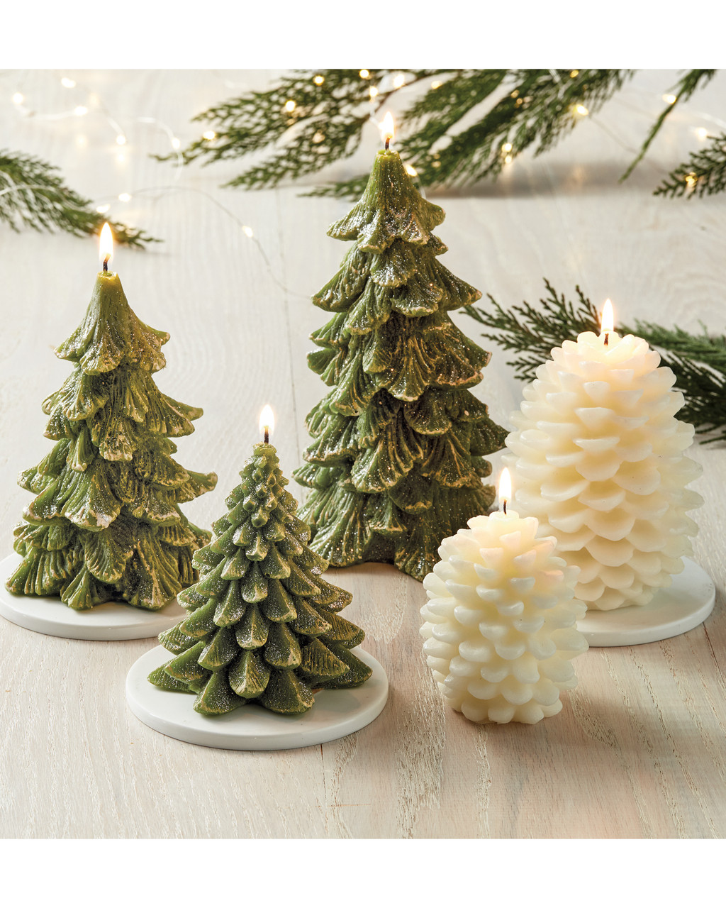 Zodax 10 Tall Ceramic Christmas Tabletop Decoration, White (Set of 4) Trees