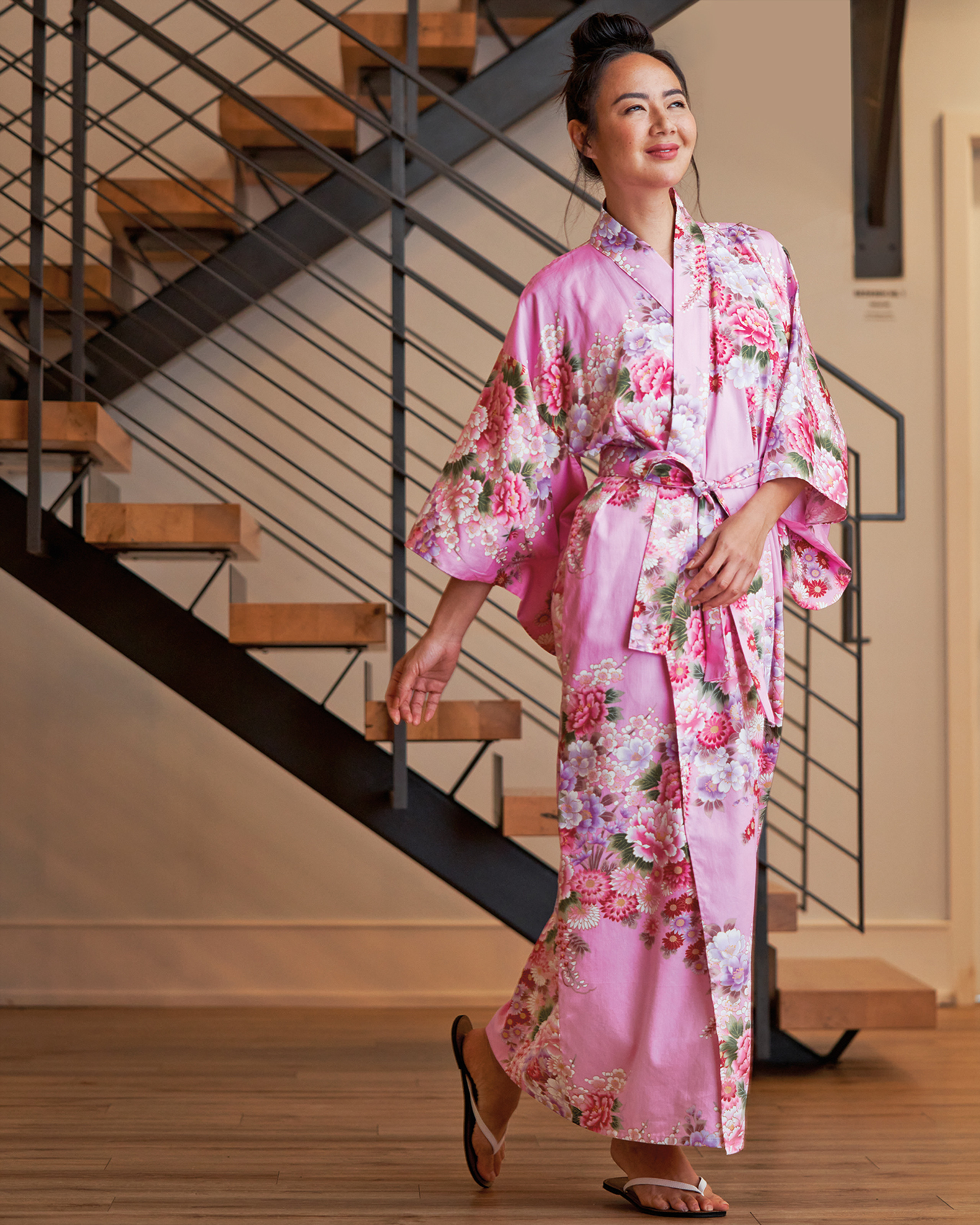 diat 浴衣 ecru pink flower 2025 浴衣5点セット(ゆかた・帯・下駄・着付けマニュアル