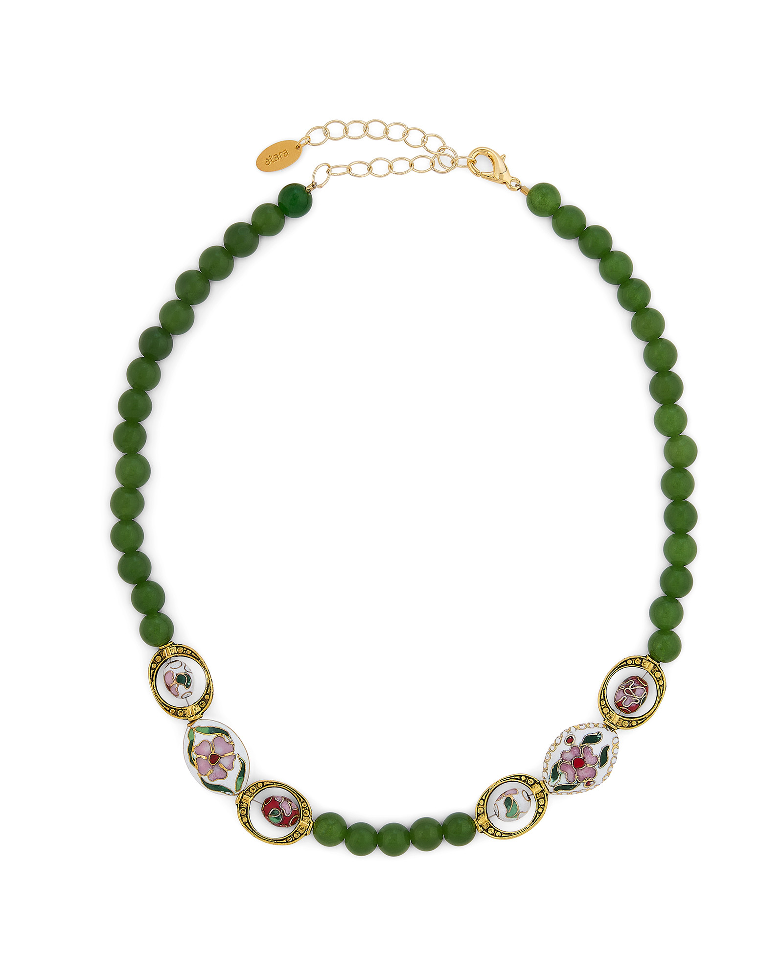 Women Ethnic Cloisonne Flower Jade Earrings main image 1