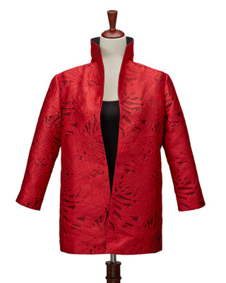 Red Floral Swing Jacket