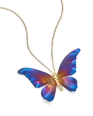 Blue Titanium Butterfly Pendant Necklace
