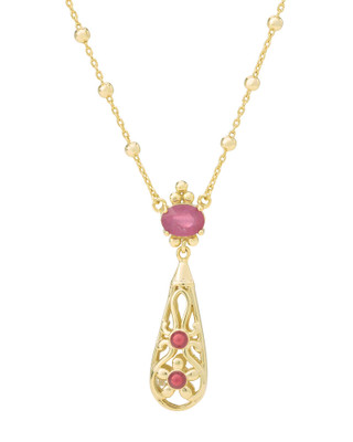 Ruby Filigree Drop Necklace