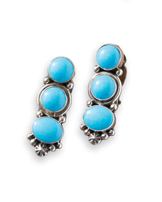 Navajo Triple-Stone Turquoise Earrings
