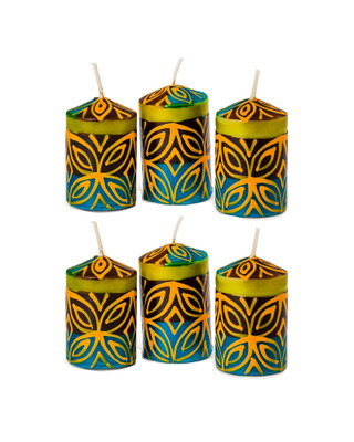 Desert Rose Hand-Painted Votive Candles - Set of 6