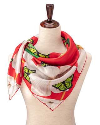 Monarchs and Anemones Silk Scarf