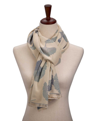 Reversible Blue Ginkgo Leaf Scarf