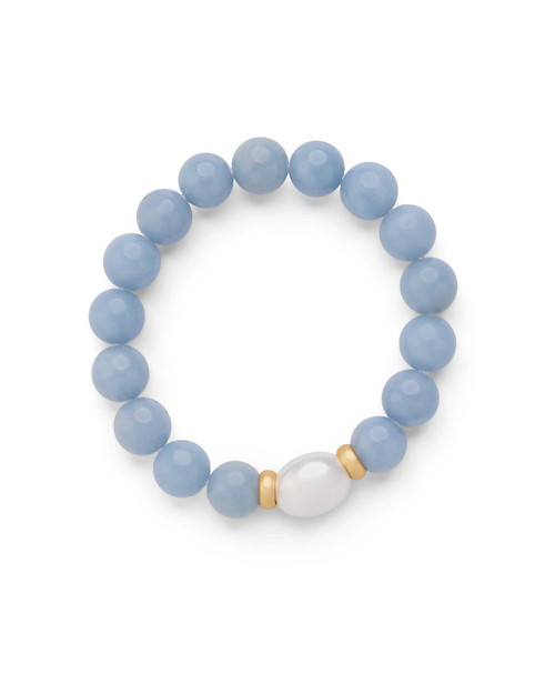 Blue Angelite with Mother-of-Pearl Bracelet View Product Image