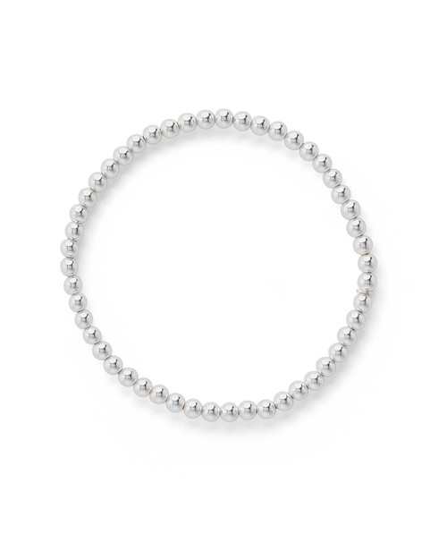 Sterling Silver Bead Stretch Bracelet - 4mm