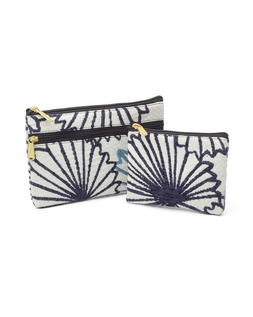 Ginkgo Print Coin Purse and Cosmetic Bag Set