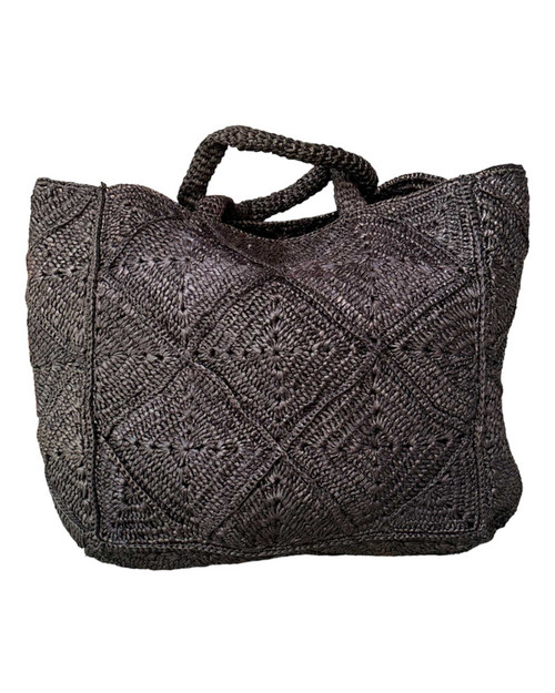 Nico Raffia Black Tote
