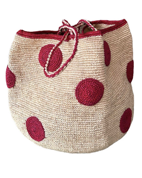 Biscotty Dots Raffia Tote
