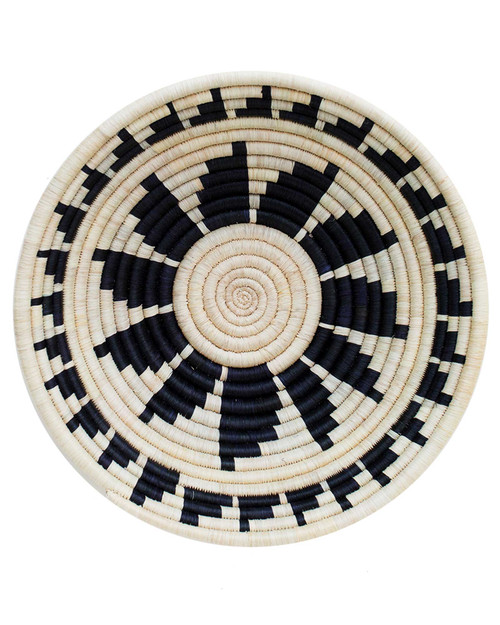 Black and White Burst Raffia Plateau Basket