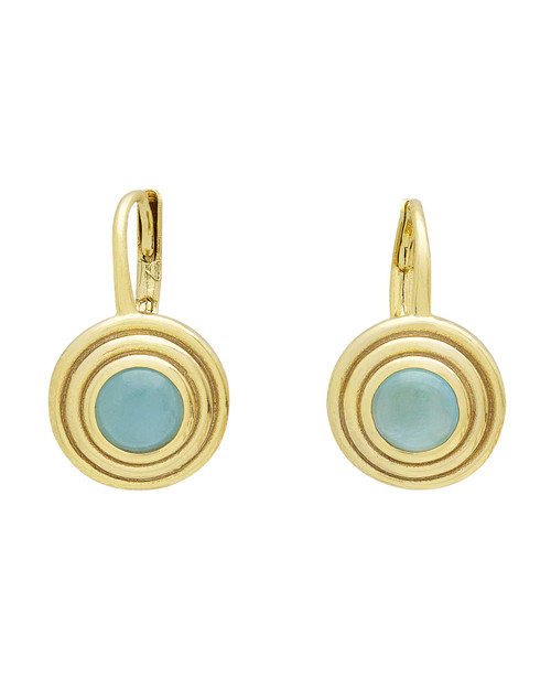 Gold-Plated Sterling Silver Aquamarine Cabochon Earrings