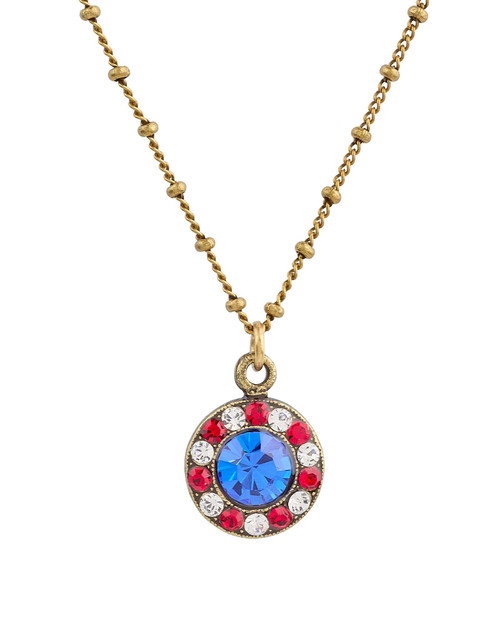 Red, White, and Blue Halo Pendant Necklace