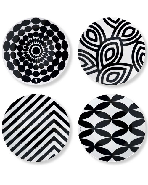 Black and White Patterned Dinner Plates - Set of 4 View Product Image