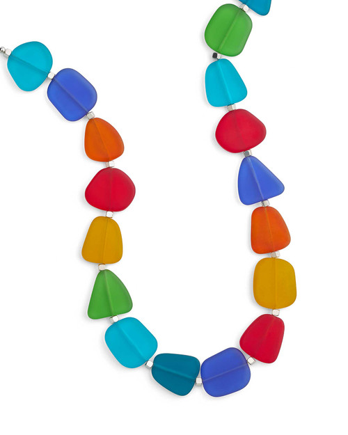 Multi-Colored Recycled Frosted Glass Necklace