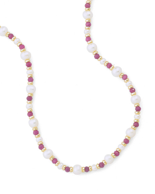 Ruby and Freshwater Pearl Necklace