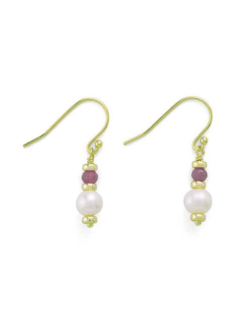 Ruby and Freshwater Pearl Earrings