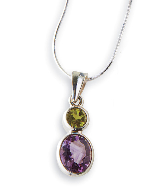 Amethyst and Peridot Pendant Necklace View Product Image
