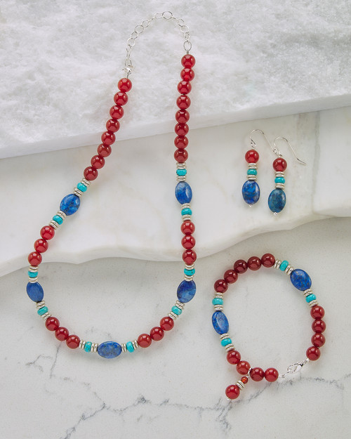 Lapis, Turquoise, and Carnelian Jewelry Set View Product Image