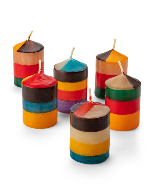 Hand-Painted Striped Votive Candles - Set of 6 View Product Image