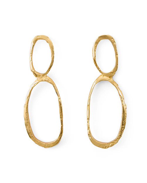 Textured Golden Oval Earrings View Product Image