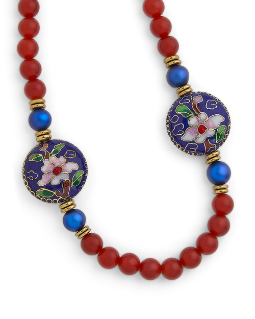 Vintage Cloisonné Carnelian Necklace View Product Image