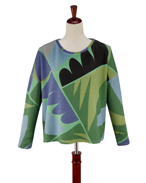 Blue Thermal Crop Long Sleeve Top