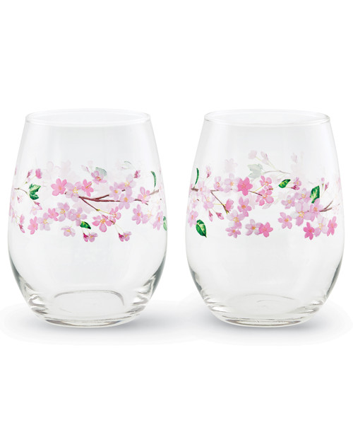 Cherry Blossom Stemless Wine Glasses - Set of 2 View Product Image