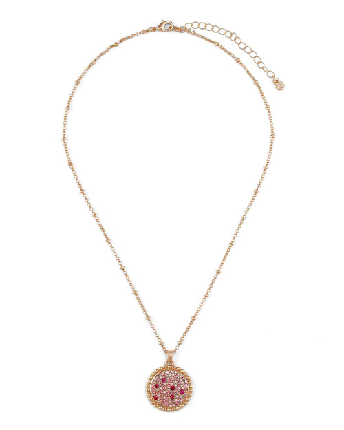 Gold chain with red crystal pave necklace pendant.