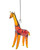 Handcrafted giraffe glass ornament with amber spots and silver ribbon for hanging. View Product Image