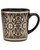 Ceramic corona mug with black matte finish and copper-tone pattern inspired by Yoruban columns. View Product Image