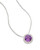 Sterling silver pendant featuring amethyst with white topaz in a classic halo setting. View Product Image
