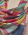 Windowpane scarf shown in close-up with bold multicolor blocks and fine silk texture. View Product Image
