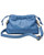 Back view of blue drawstring leather purse highlighting its smooth leather. View Product Image