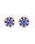 Handcrafted halo post earrings featuring a brilliant blue center stone surrounded by a patriotic ring of red and clear crystals. View Product Image