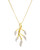 A detailed close-up of the elegant vine pendant, showcasing the unfurling gold leaves tipped with genuine diamonds. View Product Image