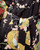 Close-up of a beautiful crane motif surrounded by blossoms and bamboo on a black yukata fabric. View Product Image