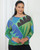 Blue Thermal Crop Long Sleeve Top View Product Image