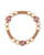 Golden pavé crystal bracelet with pink beads and textured accents. View Product Image