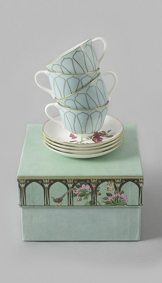 Rosabagh Cups and Saucers - Set of 4