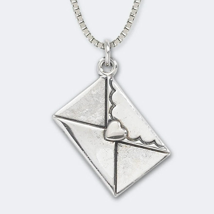 Sterling Silver Letter Envelope Pendant Necklace