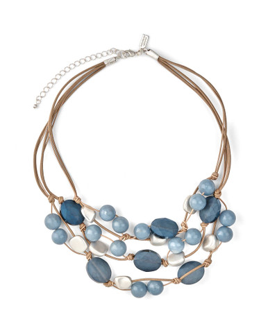 Blue Jade and Matte Blue Crystal Torsade Necklace | Shop
