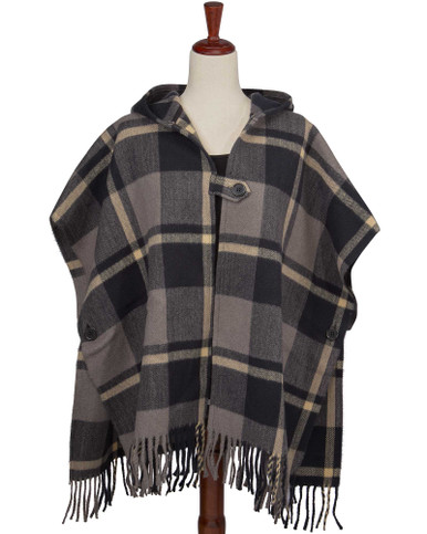 Windowpane Plaid Hooded Ruana | Shop Smithsonian Store