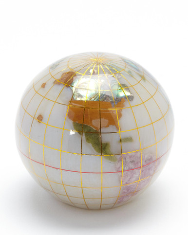 Smithsonian White Mineral Globe Paperweight