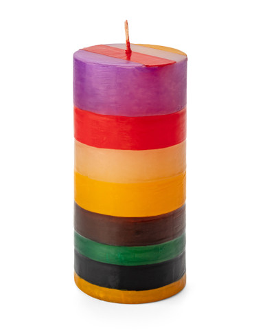 Hand-Painted Striped Cube Candle