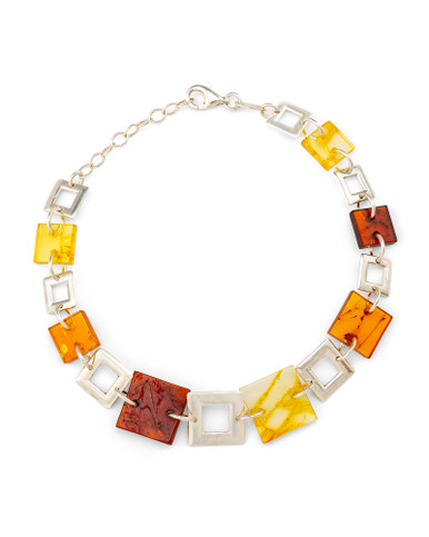 Baltic Amber Multi-Color Squares Bracelet