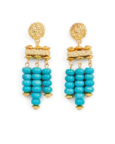 Turquoise and Gold Chandelier Earrings